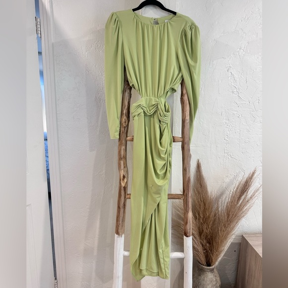 Self-Portrait Green Cutout Midi Dress in Size US 2 - Picture 6 of 13